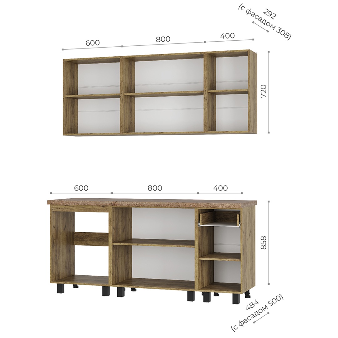 1,80 "Тина" Кухня крафт/белый