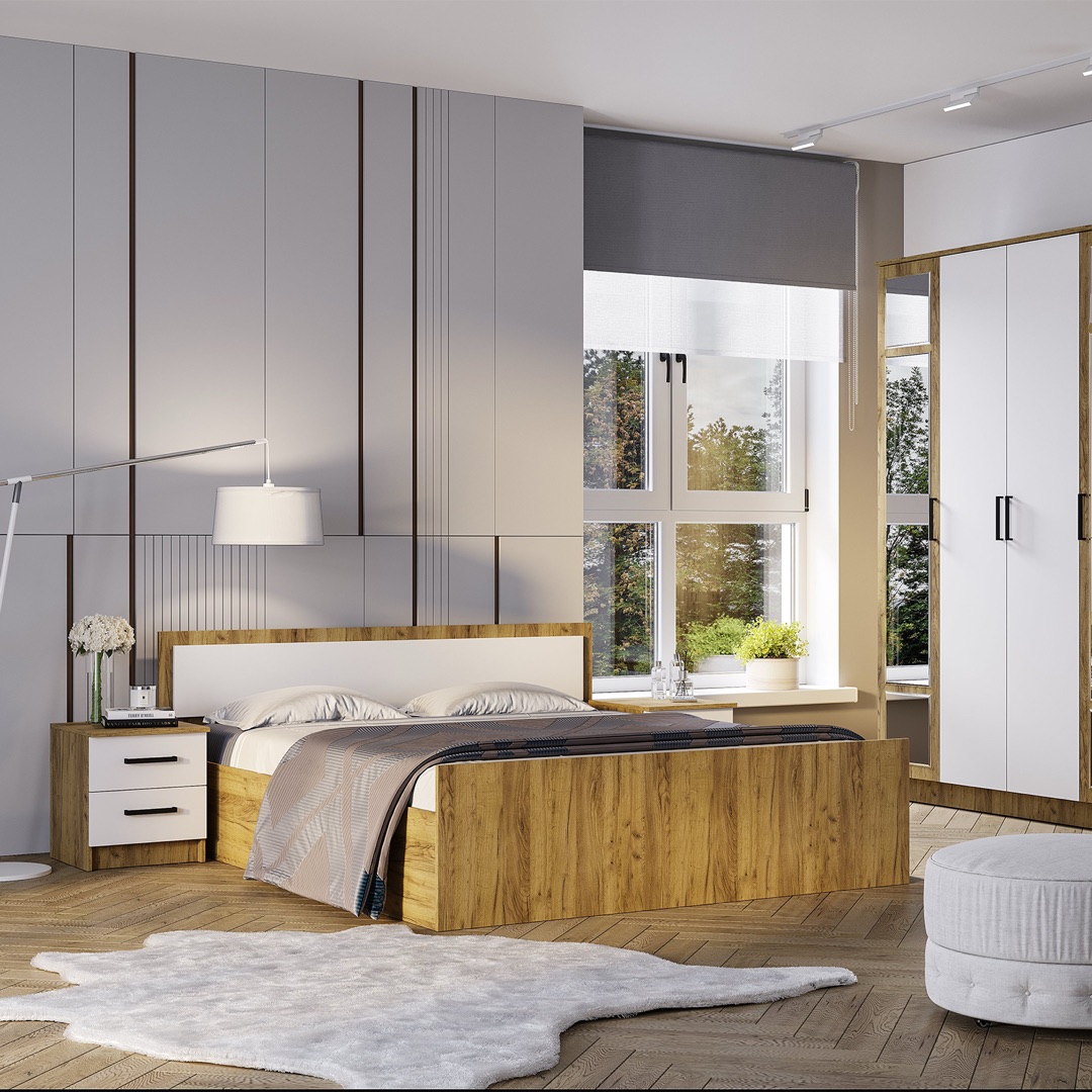 "Евро" Кровать 1,40м крафт/белый