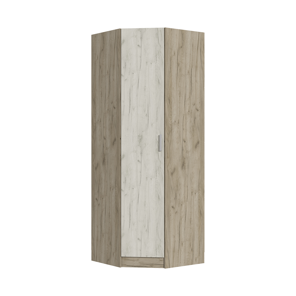 Спальня Шкаф угловой ГАРМОНИЯ ШУ 601 М (0,78х2,2х0,78) фасад ДУБ КРАФТ БЕЛЫЙ/корпус ДУБ КРАФТ СЕРЫЙ 