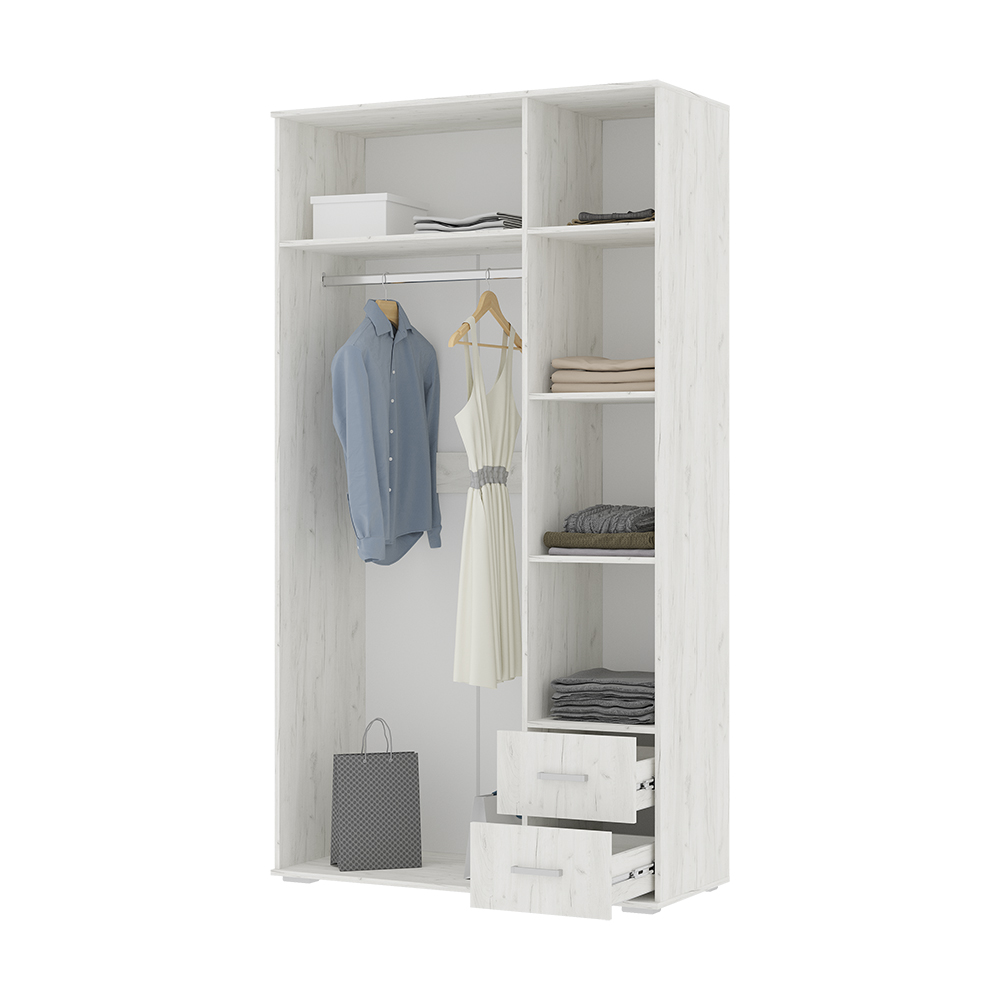 Шкаф НЕЛЬСОН ШК 01 (1.200х2,200х0,500)Фасад ДУБ КРАФТ БЕЛЫЙ/Корпус ДУБ КРАФТ БЕЛЫЙ