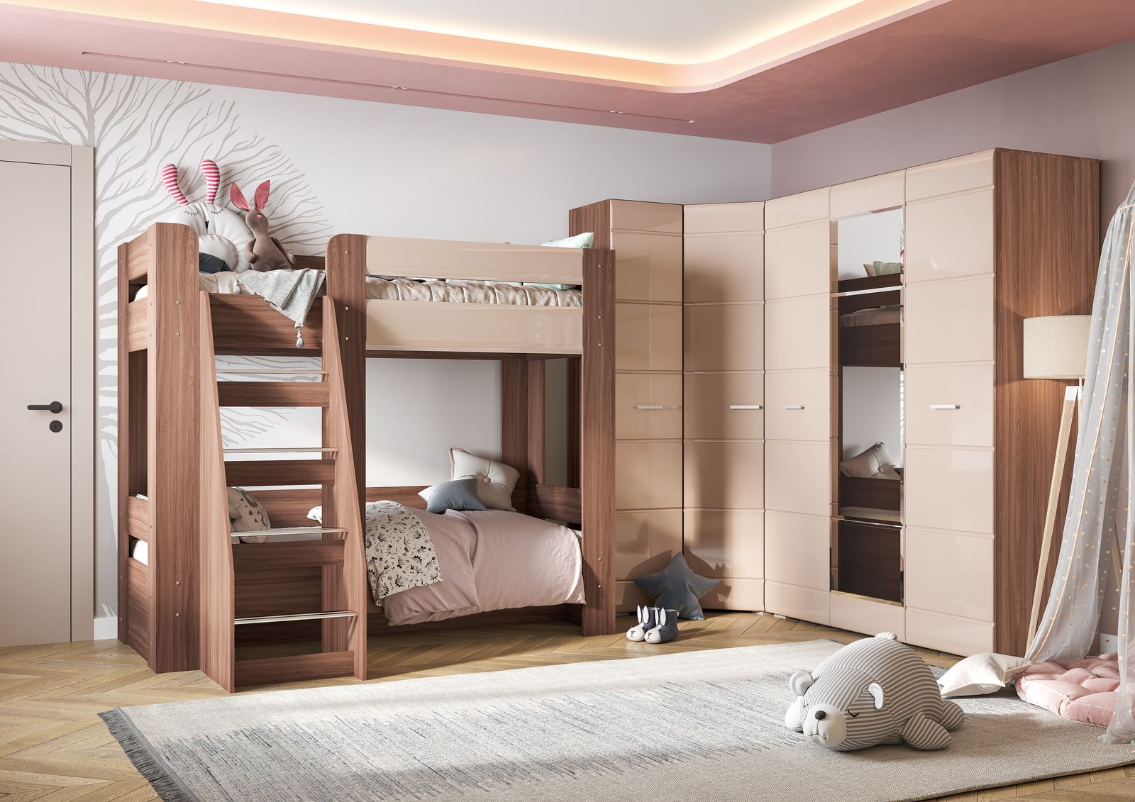 Спальня СИМБА шкаф угловой (0,85х2,0х0,85) фасад МДФ КОФЕ С МОЛОКОМ/СНЯТО