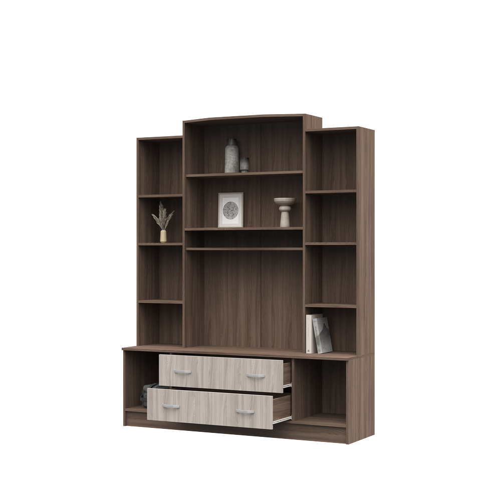 Гостиная МАКАРЕНА ЛДСП ТВ 301 центр секция (1,6х2,004х0,44/ТВ 0,852х0,648) фасад ШИМО СВЕТЛ/корпус Ш