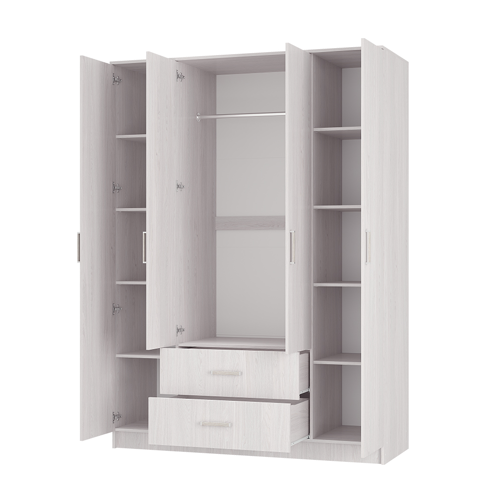 "Титан" шкаф 4-х створчатый Ясень белый