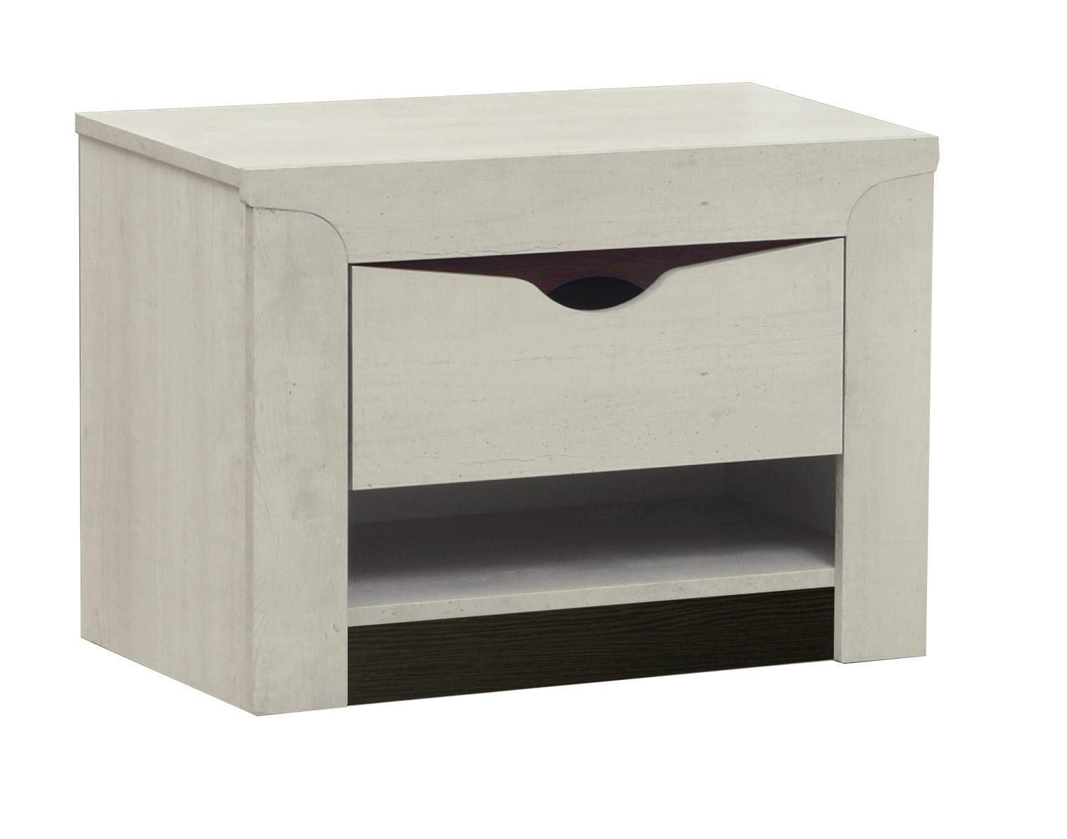 33,12 "Лючия" Тумба прикроватная (бетон пайн белый/венге белый)