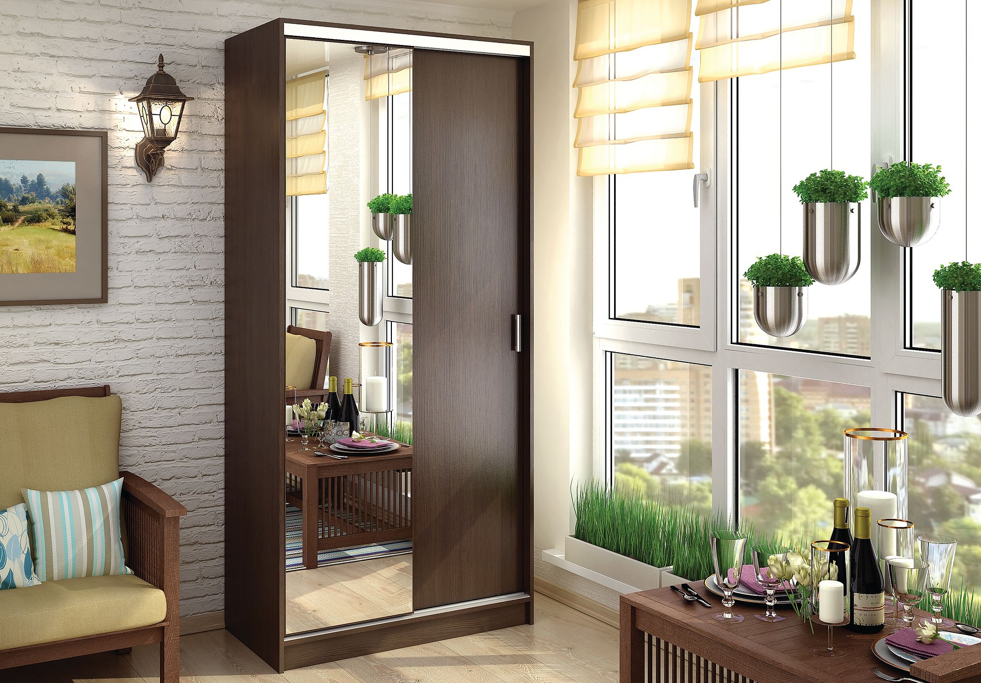 Шкаф купе АЛЬЯНС 1,0 м (1,0х2,2х0,61) ВЕНГЕ/ВЕНГЕ 