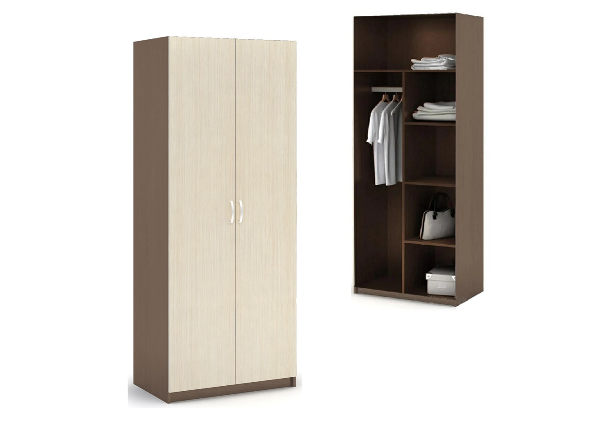 Спальня БАСЯ ШК 556 шкаф с перегородкой (0,8х2,02х0,506) фасад ШИМО СВЕТЛ/корпус ШИМО ТЕМН