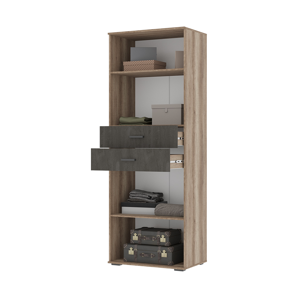 Шкаф НЕЛЬСОН ШК 05 (0.800х2,200х0,500)Фасад ЖЕЛЕЗНЫЙ КАМЕНЬ/Корпус ДУБ КАНЬОН