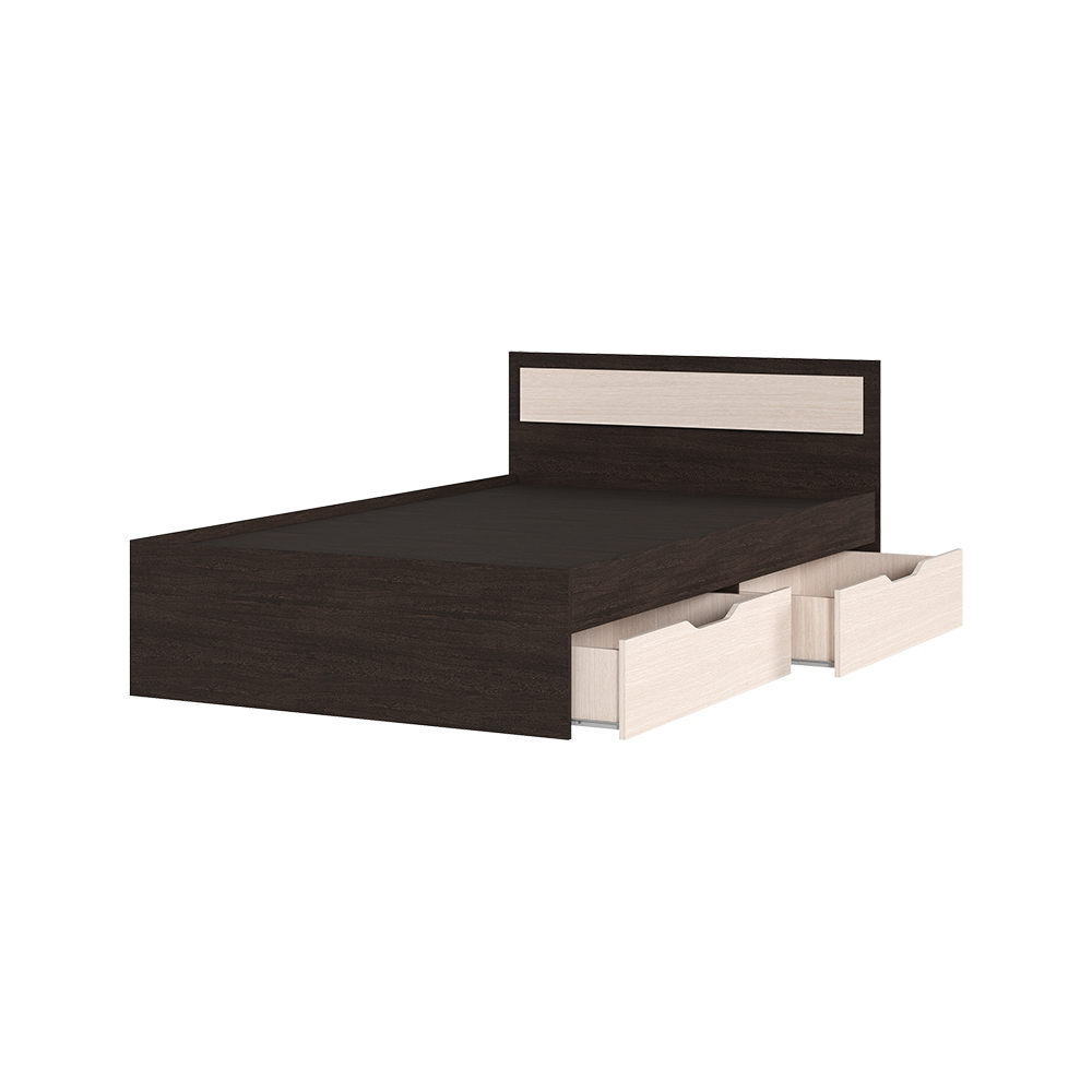 Спальня Кровать ГАРМОНИЯ КР 606 с ящиками (1,252х0,78х2,032) фасад БЕЛФОРТ/корпус ВЕНГЕ