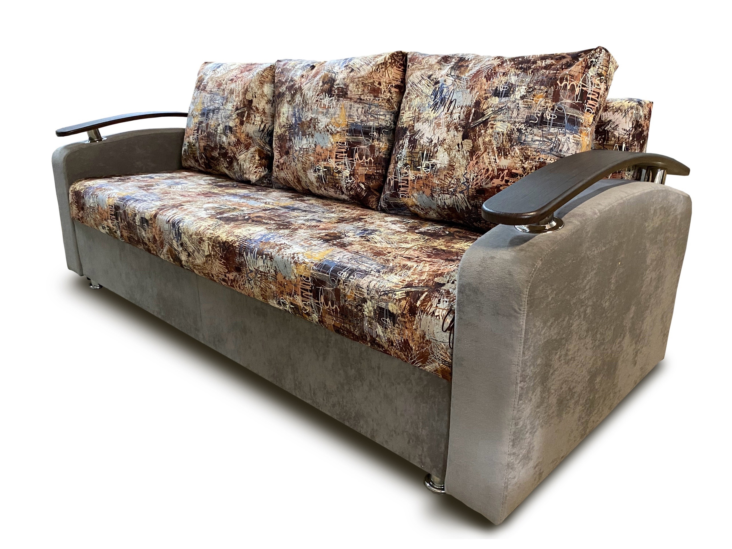 "ХИЛТОН" Диван-кровать прямой 2020*900*800 ЦН АКЦИЯ (FT 922-1 + принт (бежевый))