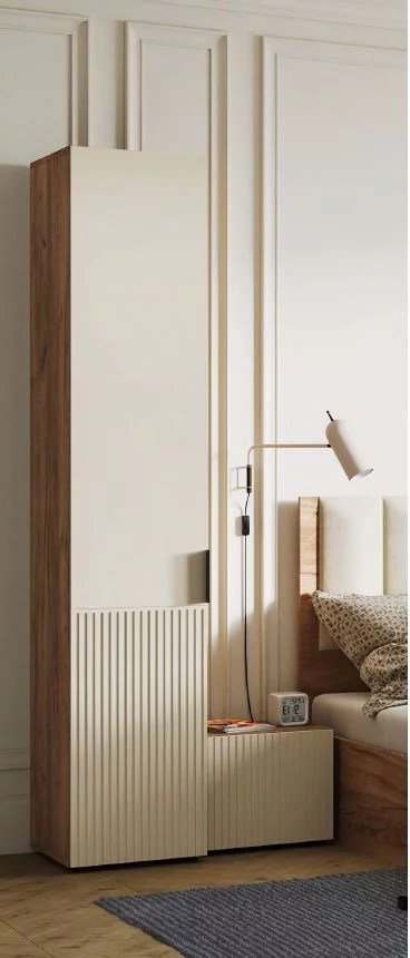 СОНАТА ШК 01 Шкаф 400 (400х2100х460)Фасад МДФ МОНО КЕРАМИКА/Корпус ДУБ КРАФТ ТАБАЧНЫЙ