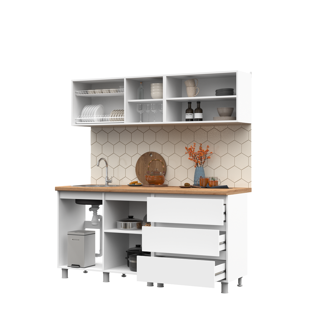 КУХНЯ 1,7 ХЕЛЕН (1,7х1,898х0,6)Фасад БЕЛЫЙ/Корпус БЕЛЫЙ