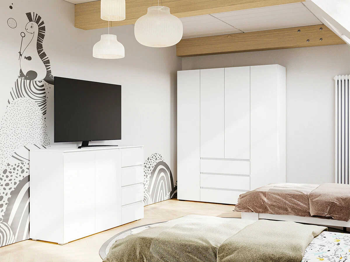 ХЕЛЕН КМ 06 Комод 4 ящика (1502х958х460) Фасад БЕЛЫЙ/Корпус БЕЛЫЙ