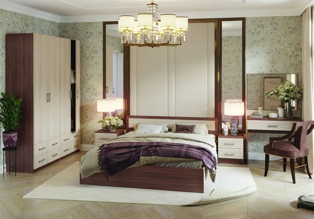 Спальня Кровать ГАРМОНИЯ КР 602 (1,452х0,7х2,032) фасад ШИМО СВЕТЛ/корпус ШИМО ТЕМН