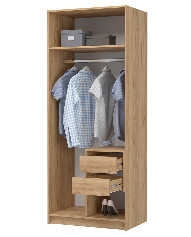 ЛИОН ШК-01 Шкаф 2-х створчатый Фасад ГРАФИТ СЕРЫЙ/Корпус ДУБ КРАФТ ЗОЛОТО