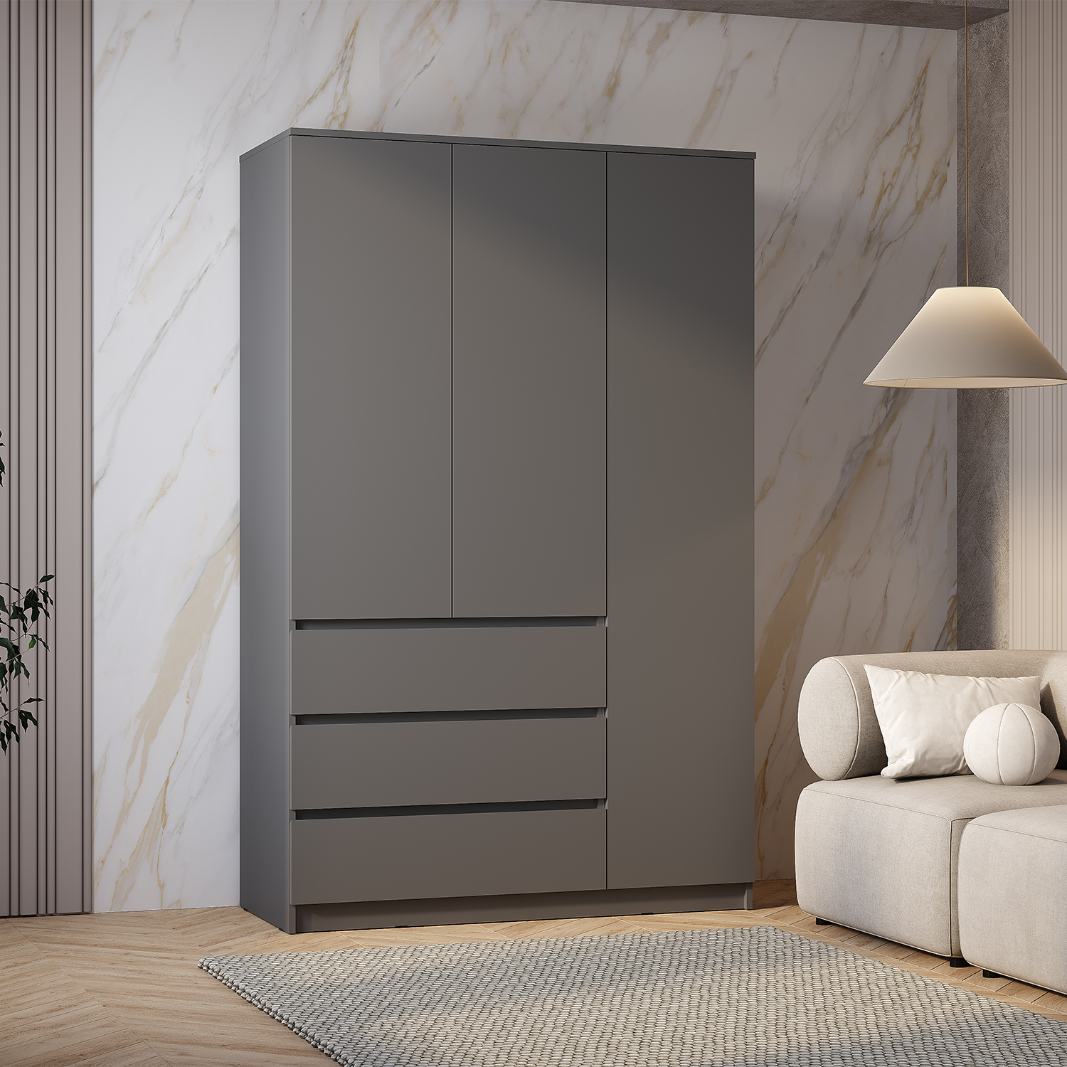 "Симпл" Шкаф 3-х створчатый ШК-08  Графит