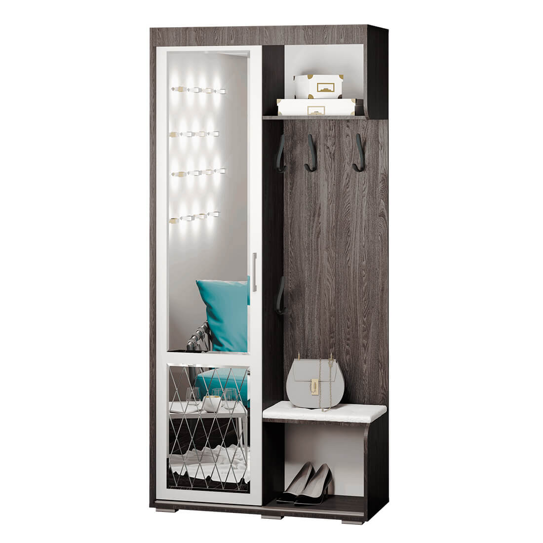 "ВАРДА" Прихожая (ясень темный/белый)  