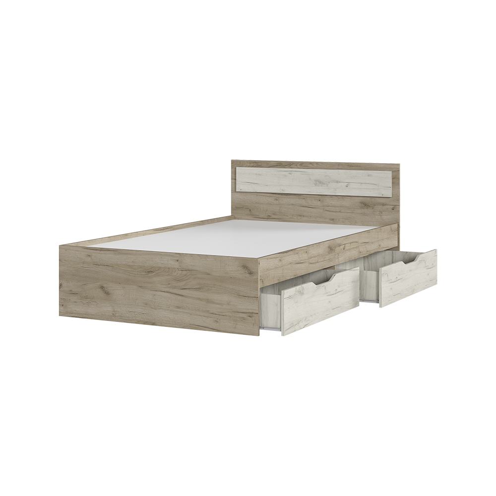 Спальня Кровать ГАРМОНИЯ КР 606 с ящиками (1,252х0,78х2,032) фасад ДУБ КРАФТ БЕЛЫЙ/корпус ДУБ КРАФТ 