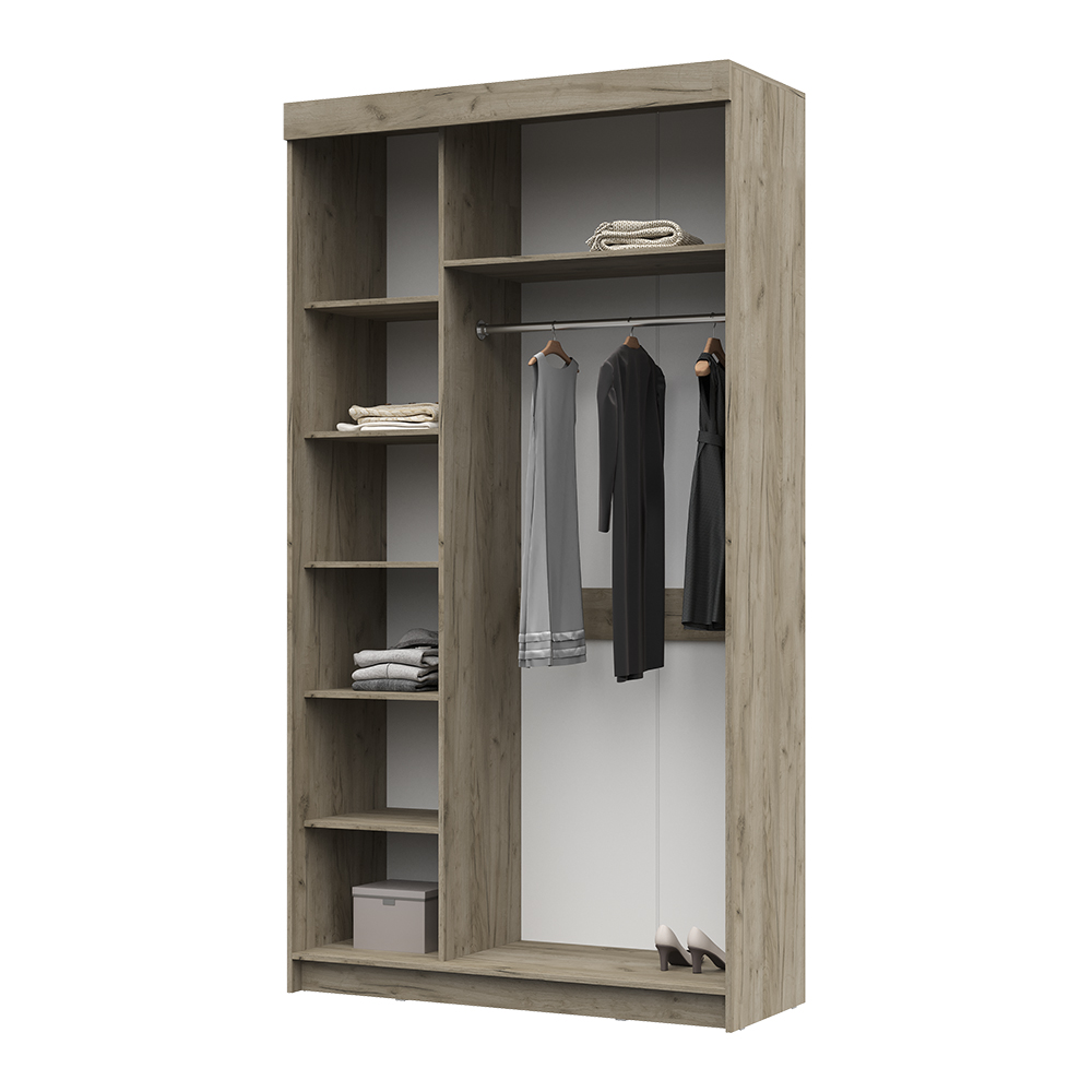 Спальня БАСЯ ШКК 552 шкаф купе (1,3х2,4х0,516) фасад ДУБ КРАФТ БЕЛЫЙ/корпус ДУБ КРАФТ СЕРЫЙ  СНЯТО