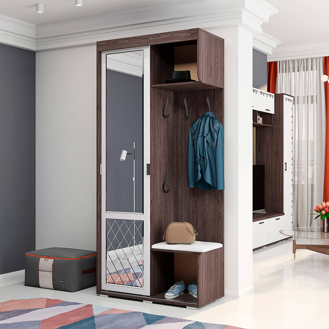 "ВАРДА" Прихожая (ясень темный/белый)  