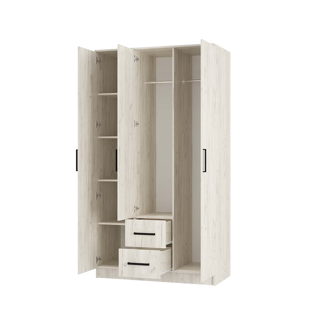 "Фиеста" шкаф 3-х створчатый дуб крафт белый						