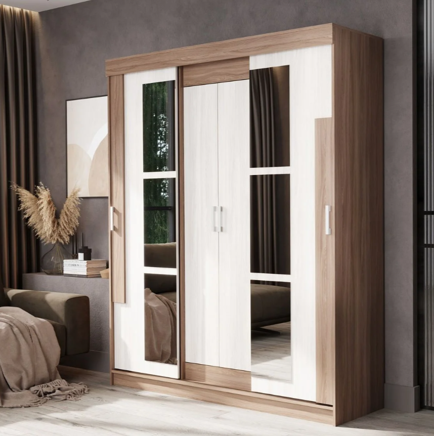 Шкаф купе ФЕЯ (1,6х2,1х0,52) ШИМО СВЕТЛ/ШИМО ТЕМН