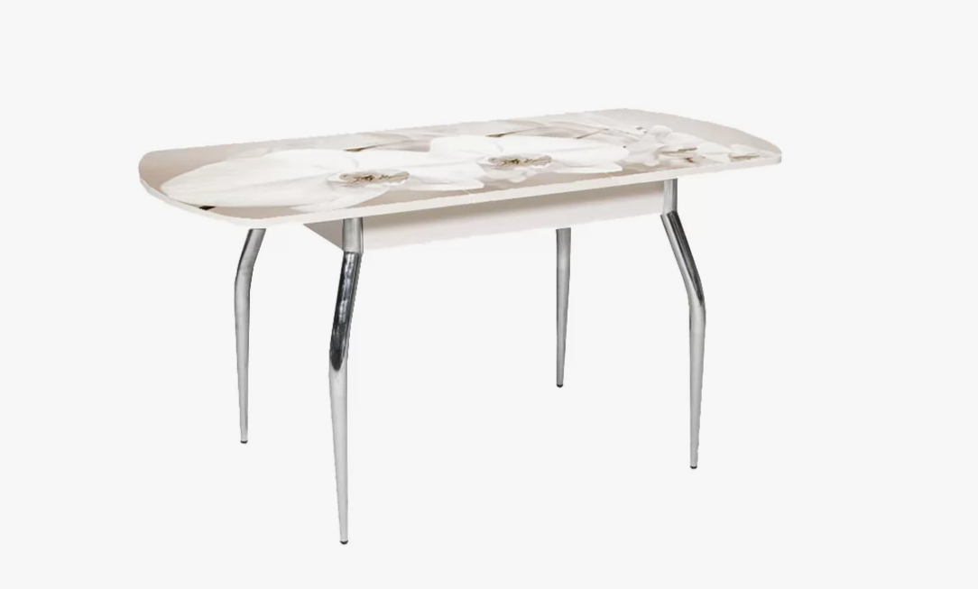 "Грация 1,55" Стол  раздв.(1,2*1,55*0,8) ДЕРЕВО (Белый) Опора изогнутая 