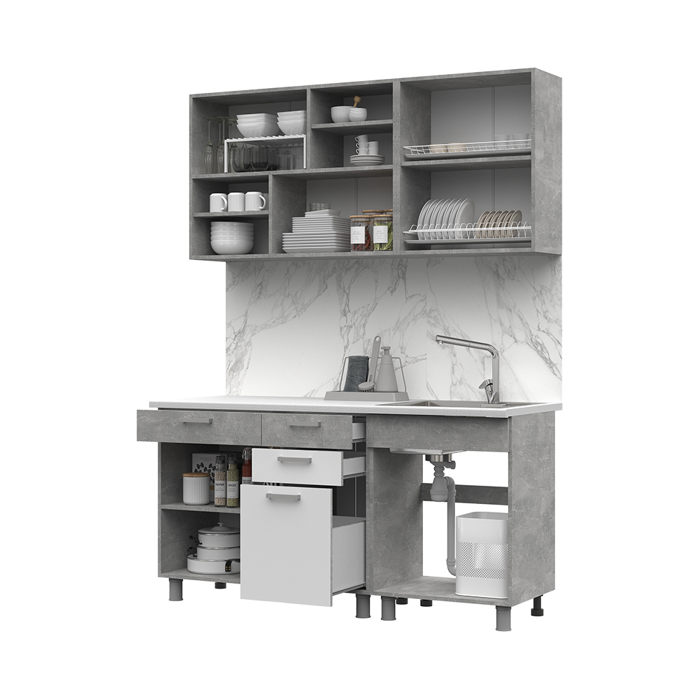 ДЕНВЕР КУХНЯ 1,6 (1600х2160х600)ФАСАД БЕЛЫЙ/КОРПУС АТЕЛЬЕ СВЕТЛЫЙ