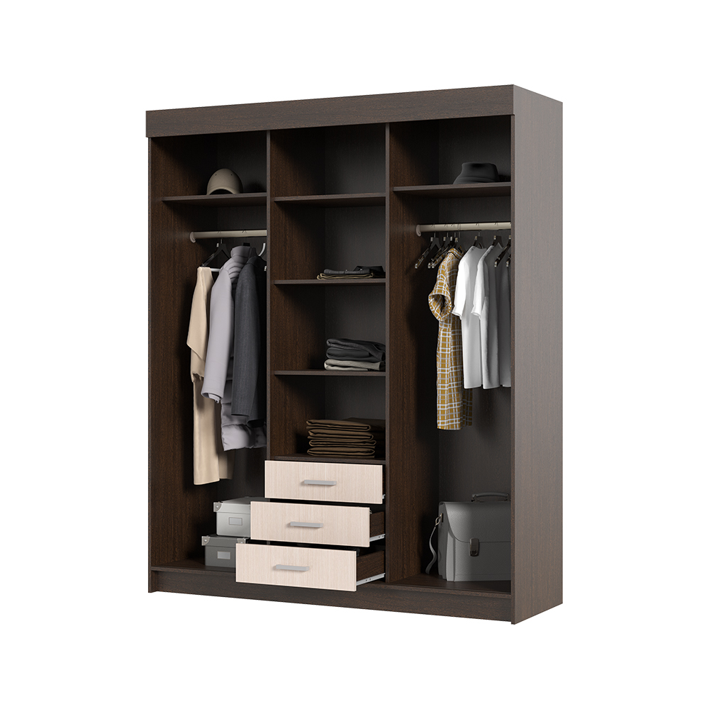 Шкаф купе ЛИДЕР 1К (1,7х2,1х0,562) фасад БЕЛФОРТ/корпус ВЕНГЕ