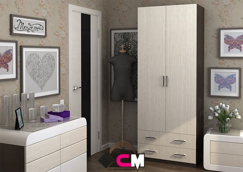 Шкаф 2х ств ДУЭТ  (0,8х2,2х0,5) БЕЛФОРТ/ВЕНГЕ