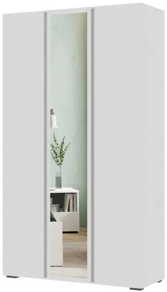 ХЕЛЕН ШК 02 Шкаф 3х створчатый с зеркалом (1,200х2,100х0,460)Фасад БЕЛЫЙ/Корпус БЕЛЫЙ
