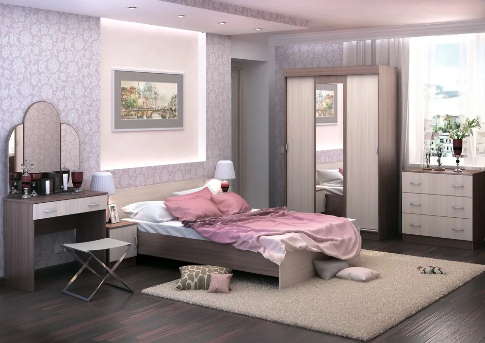 Спальня БАСЯ КР 557 кровать (1,452х0,7х2,032) фасад ШИМО СВЕТЛ/корпус ШИМО ТЕМН СНЯТО