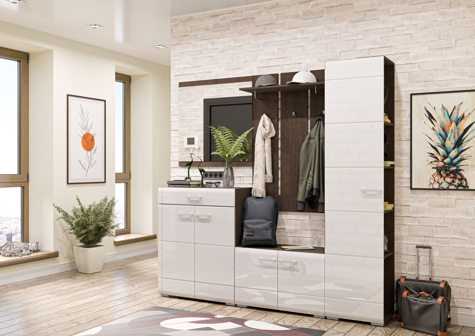 Прихожая ВЕГАС вешалка (0,800х1,206х0,266) КОРПУС ВЕНГЕ СНЯТО