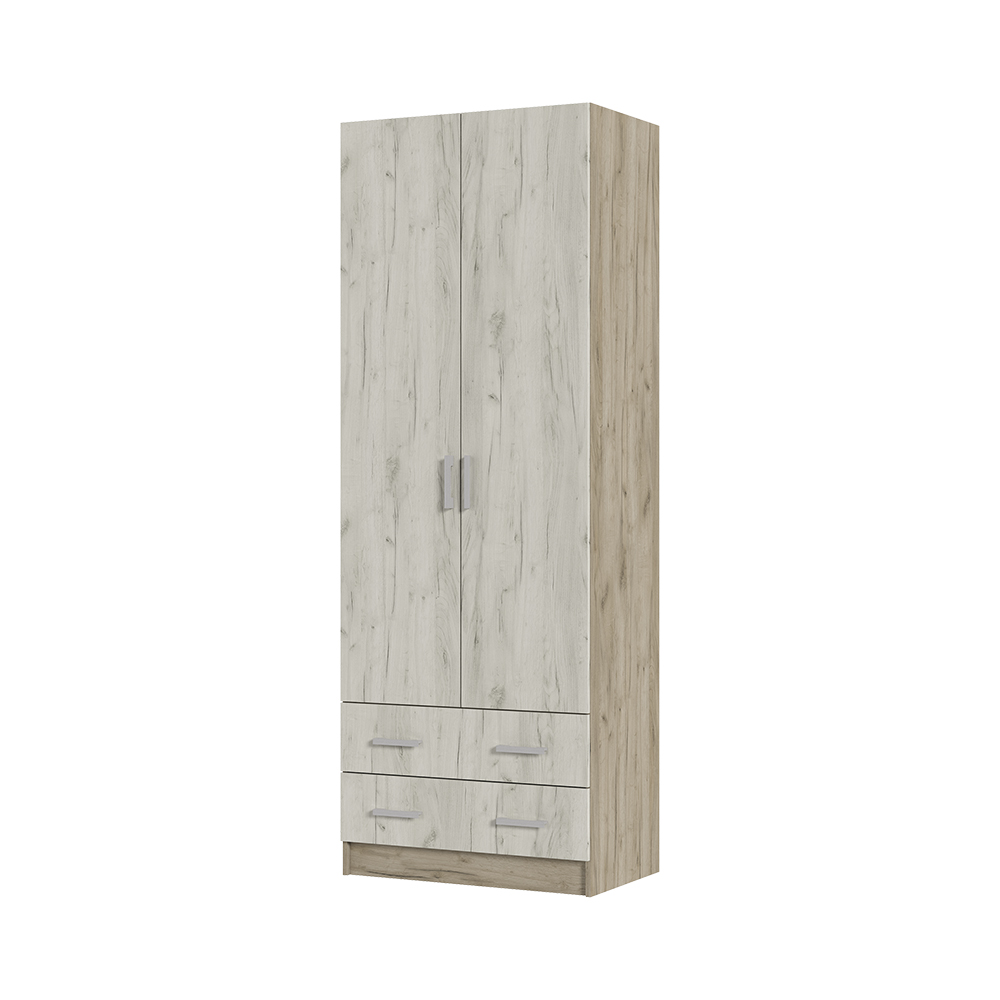 Спальня Шкаф 2х створчатый ГАРМОНИЯ ШК 603 М (0,8х2,2х0,5) фасад ДУБ КРАФТ БЕЛЫЙ/корпус ДУБ КРАФТ СЕ