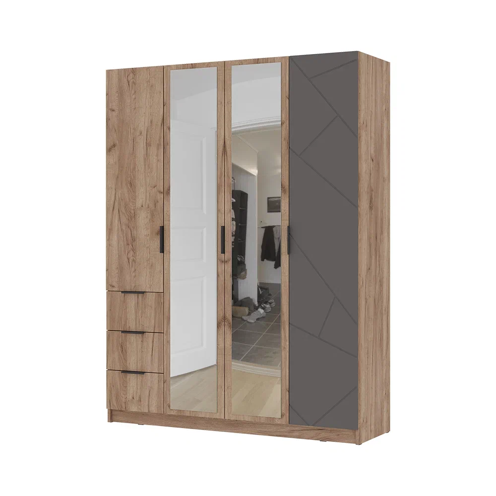 ОРЕГОН ПР 01 Прихожая (800х2100х400)Фасад МДФ АСФАЛЬТ СУПЕРМАТ/Корпус ДУБ КРАФТ ТАБАЧНЫЙ