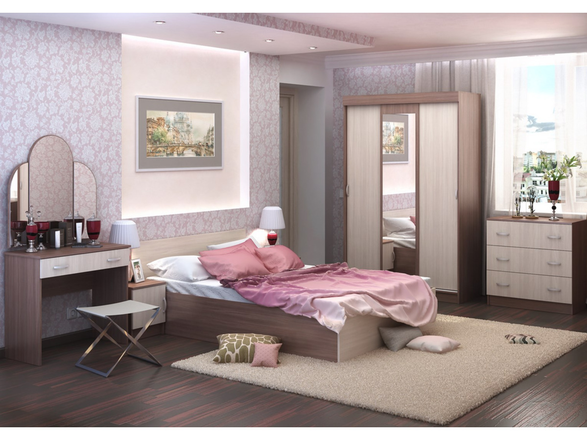 Спальня БАСЯ ШК 553 шкаф 3-х створчатый (1,2х2,02х0,506) фасад ШИМО СВЕТЛ/корпус ШИМО ТЕМН