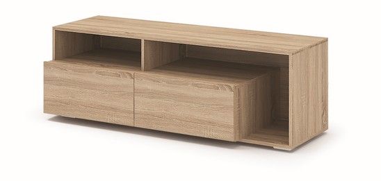 Гостиная АФИНА  ТВ 112 центральная секция (1,4х0,482х0,513) фасад МДФ БЕЛЫЙ ГЛЯНЕЦ_СОНОМА/корпус СОН