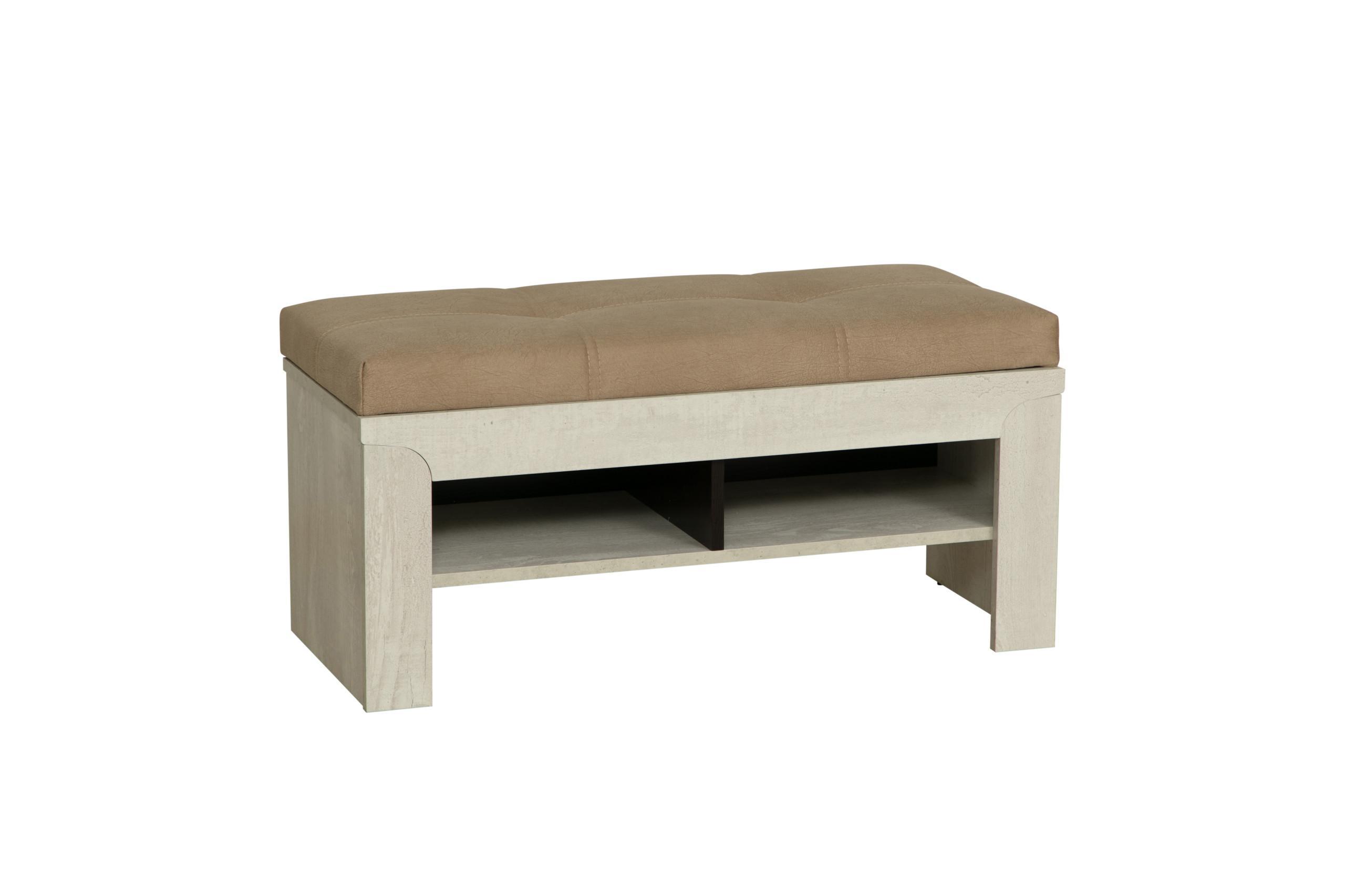 33,21 "Лючия" Тумба (бетон пайн белый/венге/ткань: жаккардовая ролан 2494/2 коричневая)