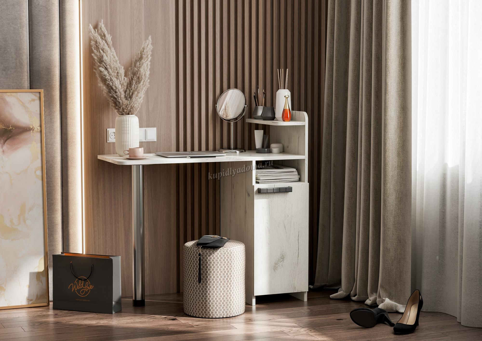 СТОЛ макияжный №2 (0,957х0,94х0,45) ДУБ КРАФТ СЕРЫЙ