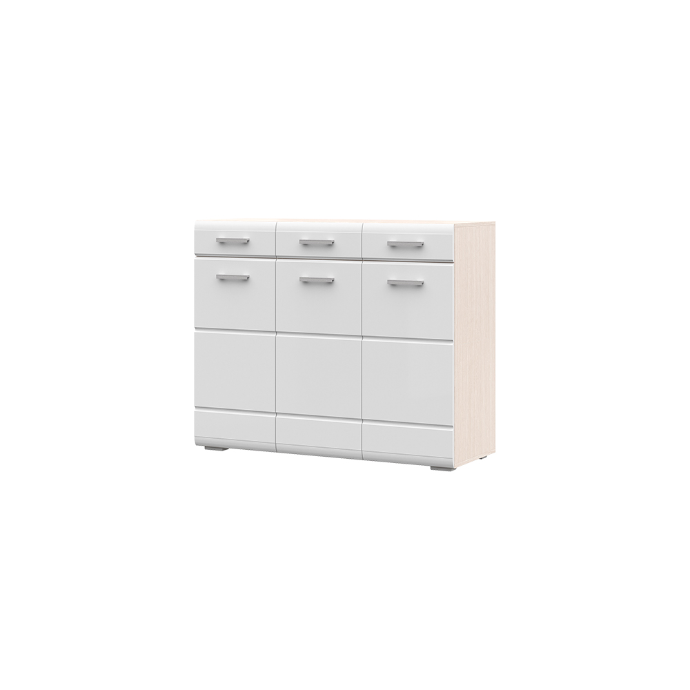 Спальня СИМБА комод 3 ящика (1,2х1,0х0,446) фасад МДФ БЕЛЫЙ ГЛЯНЕЦ/корпус БЕЛФОРТ