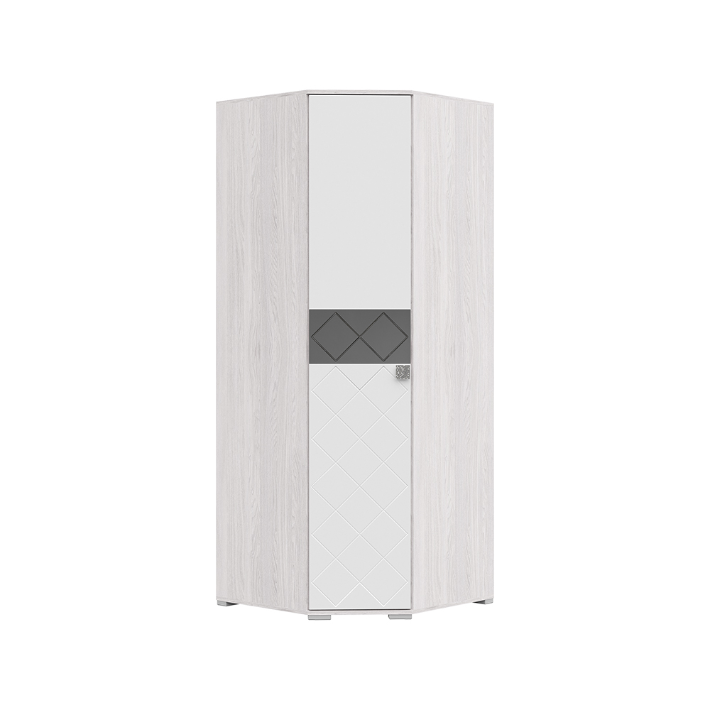 Спальня Шкаф угловой Сальма ШУ 021 (810х2060х810) фасад МДФ БЕЛЫЙ ГЛЯНЕЦ/корпус АНКОР