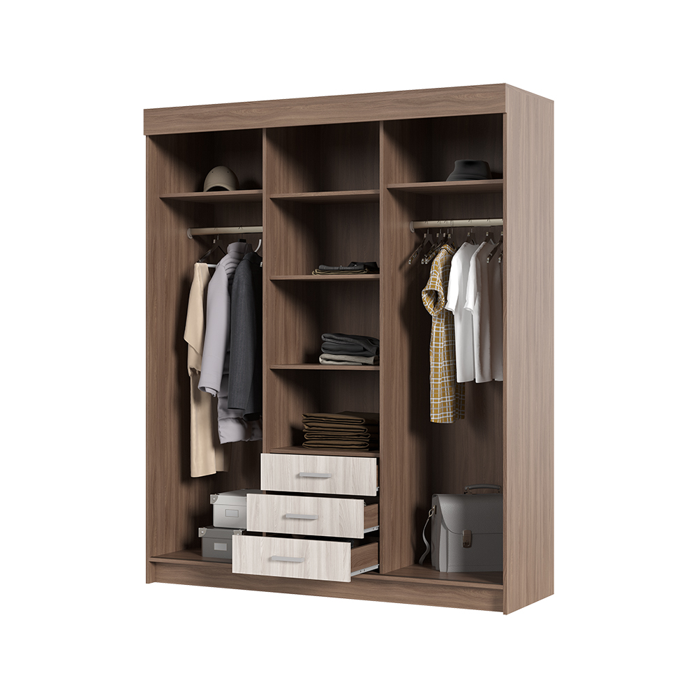 Шкаф купе ЛИДЕР 1К (1,7х2,1х0,562) фасад ШИМО СВЕТЛ/корпус ШИМО ТЕМН