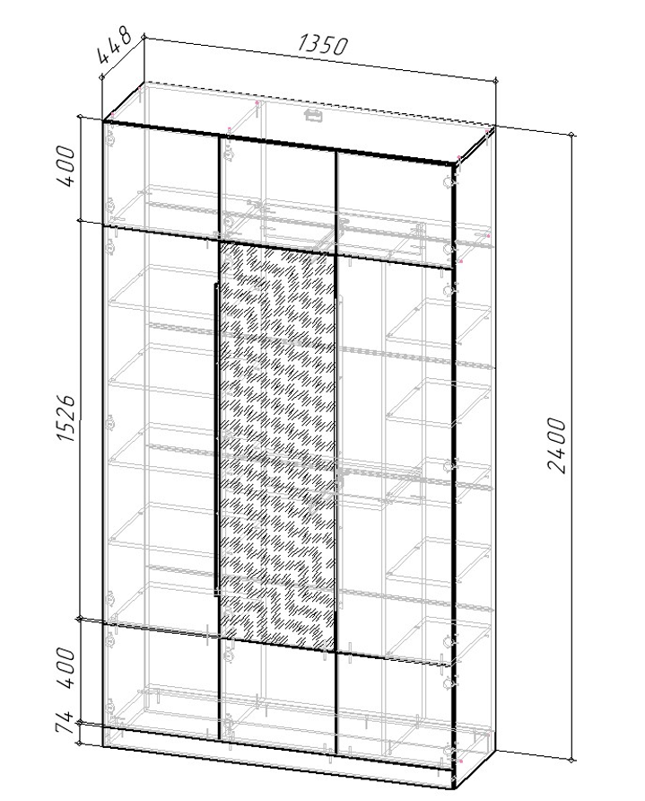 "Кантри" Шкаф 3ств. с зеркалом ШК-002