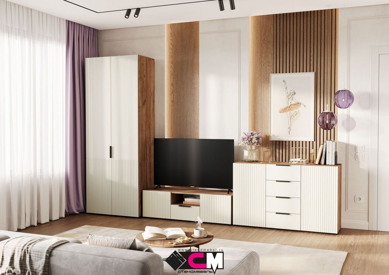 СОНАТА КМ 01 Комод 1200 (1200х760х400)Фасад МДФ МОНО КЕРАМИКА/Корпус ДУБ КРАФТ ТАБАЧНЫЙ