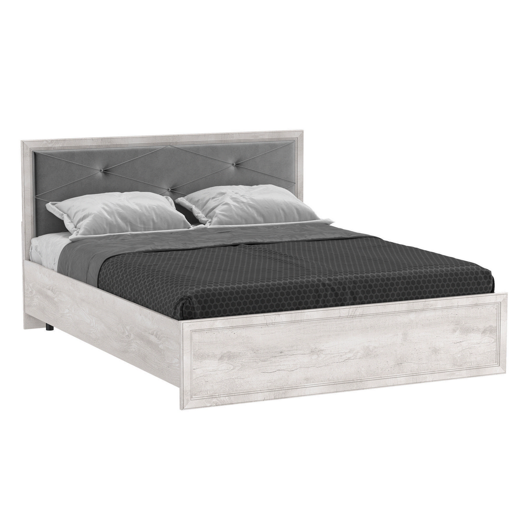 32.25 - 01 "Сохо" Кровать универсальная (ортопед 5Н или подъемник) (бетон пайн белый / ткань: велюр