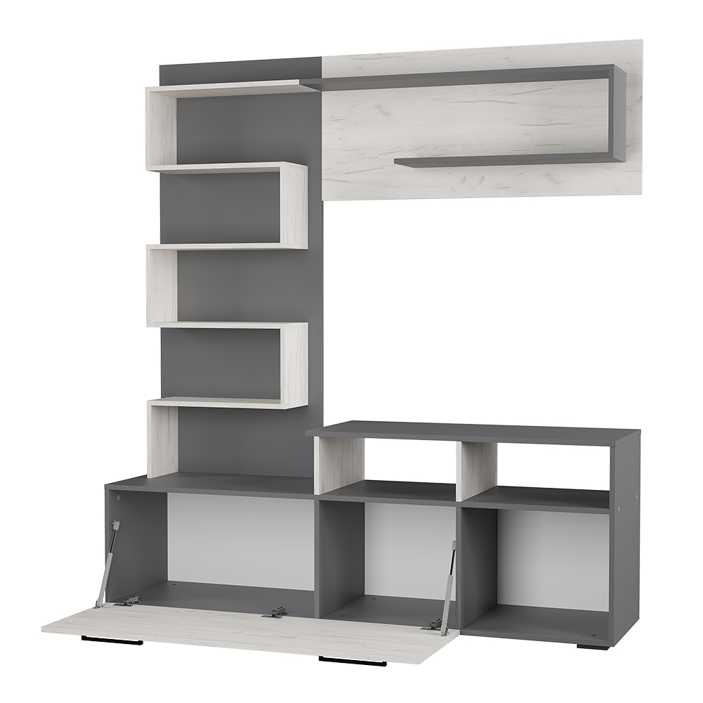 "Евро" Гостиная Графит/дуб крафт белый