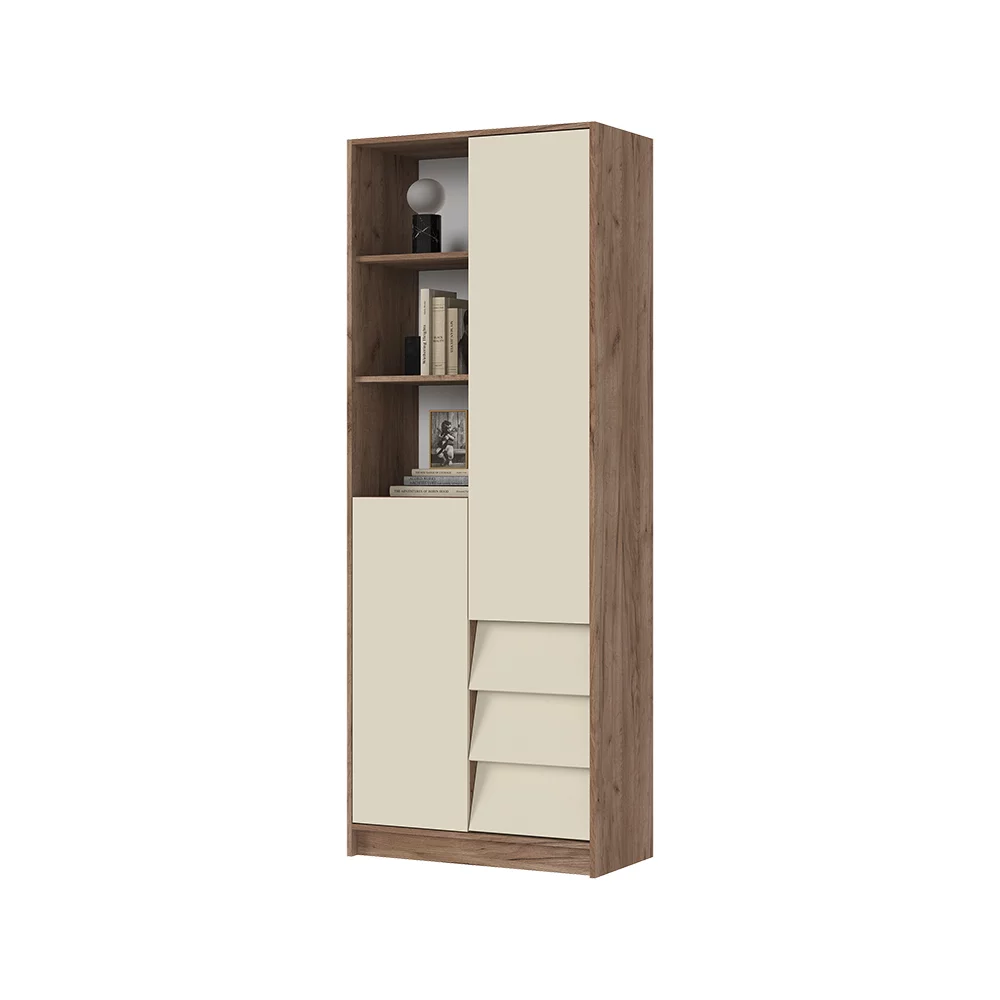 РЕЙН СТЛ 01 Стеллаж (800х2100х400)Фасад КАШЕМИР/Корпус ДУБ КРАФТ ТАБАЧНЫЙ