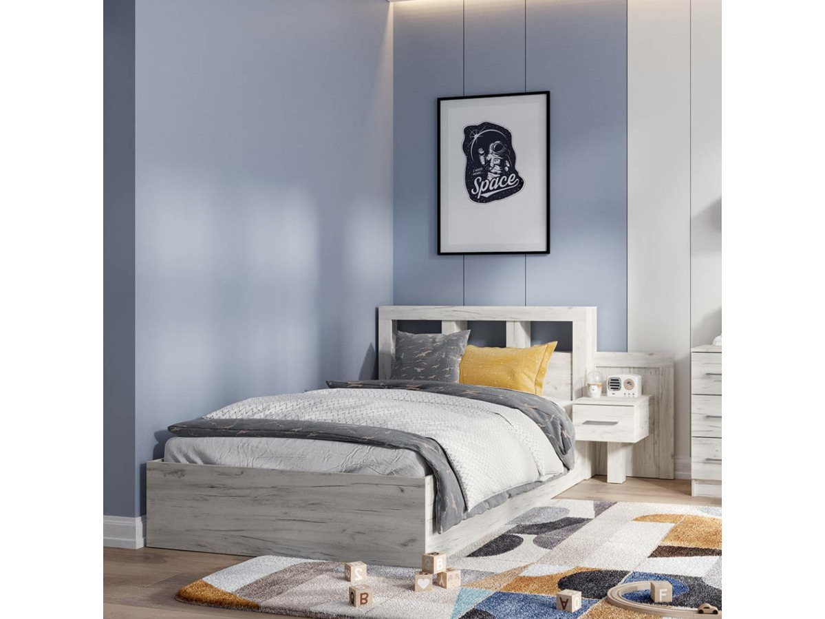 ГРАНД Кровать 1,4  (1.472х0,950х2,210)Дуб крафт Белый