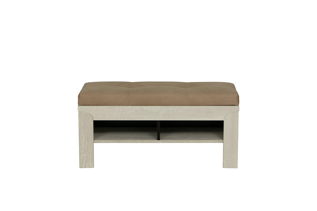 33,21 "Лючия" Тумба (бетон пайн белый/венге/ткань: жаккардовая ролан 2494/2 коричневая)