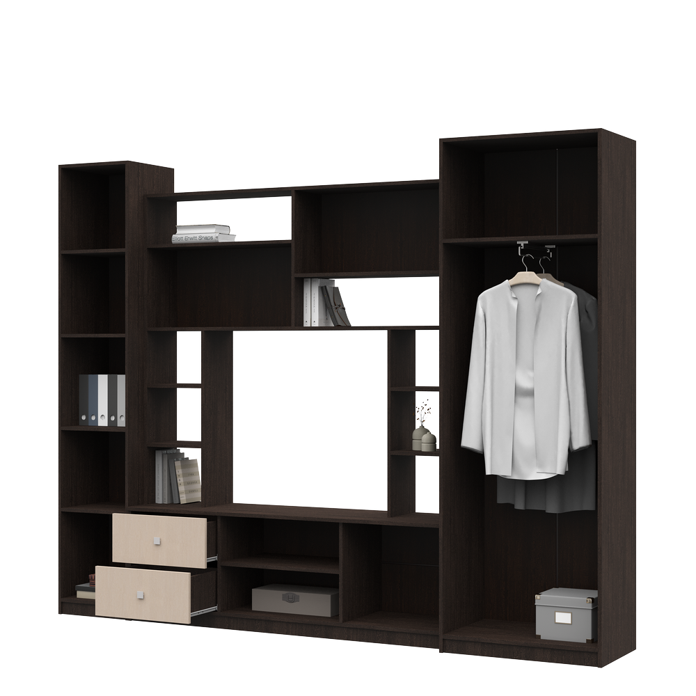 Гостиная МАРТА-М (2,7х2,124х0,468/ТВ 0,936х0,812) фасад БЕЛФОРТ/корпус ВЕНГЕ