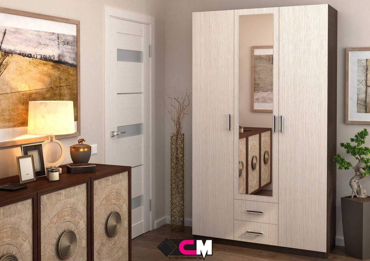 Шкаф 3х ств ТРИО  (1,2х2,2х0,5) БЕЛФОРТ/ВЕНГЕ